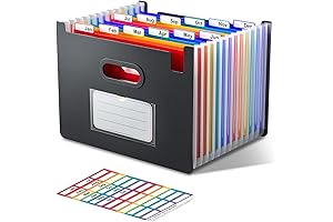 Colorful 12 Pockets Expanding File Accordion Organizer for Your Office Monthly Bill Organizing Hassle