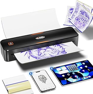 CNC Wireless Bluetooth Tattoo Printer with 15 Sheets Paper, Thermal Transfer Machine for Tattoo with Stencil Printer for T...