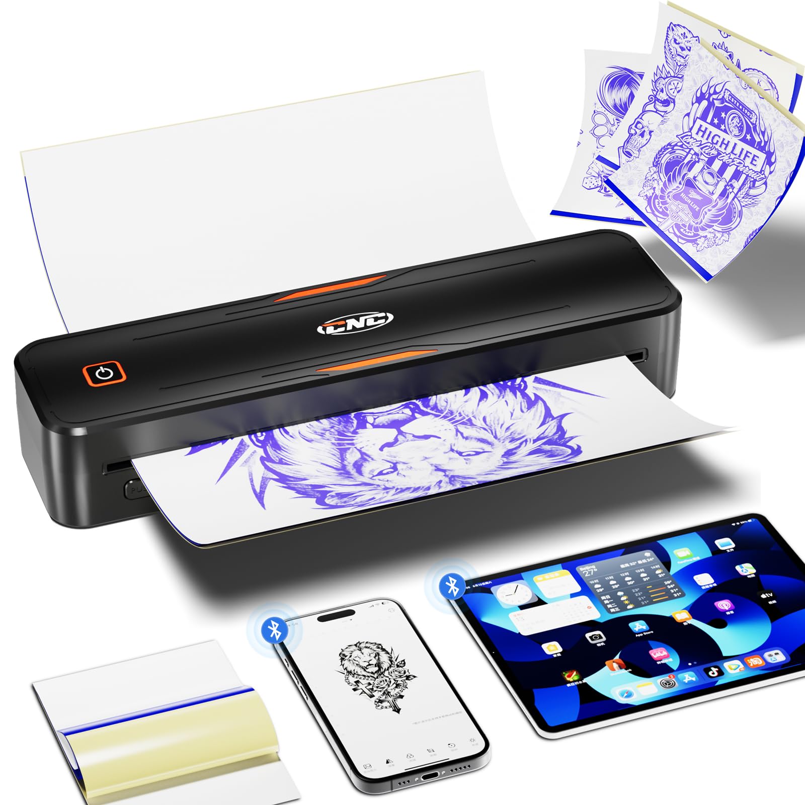CNC Wireless Bluetooth Tattoo Printer with 15 Sheets Paper, Thermal Transfer Machine for Tattoo with Stencil Printer for Tattoo Artists and Beginners MP-8068-image-40