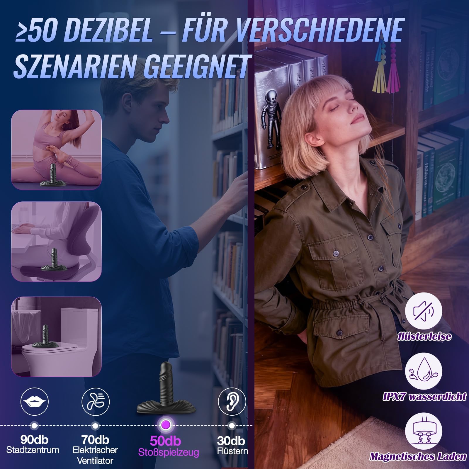Tagnaff AI Sync Anal Dildo & Grinder-Vibrator mit Silikon-Vollummantelung, Analplug mit 9 Vibrations&3 Stoßmodi, Analkugeln IPX7 Wasserabweisend, Magnetisch Aufladbar, Vibratorenset für Männer & Paare