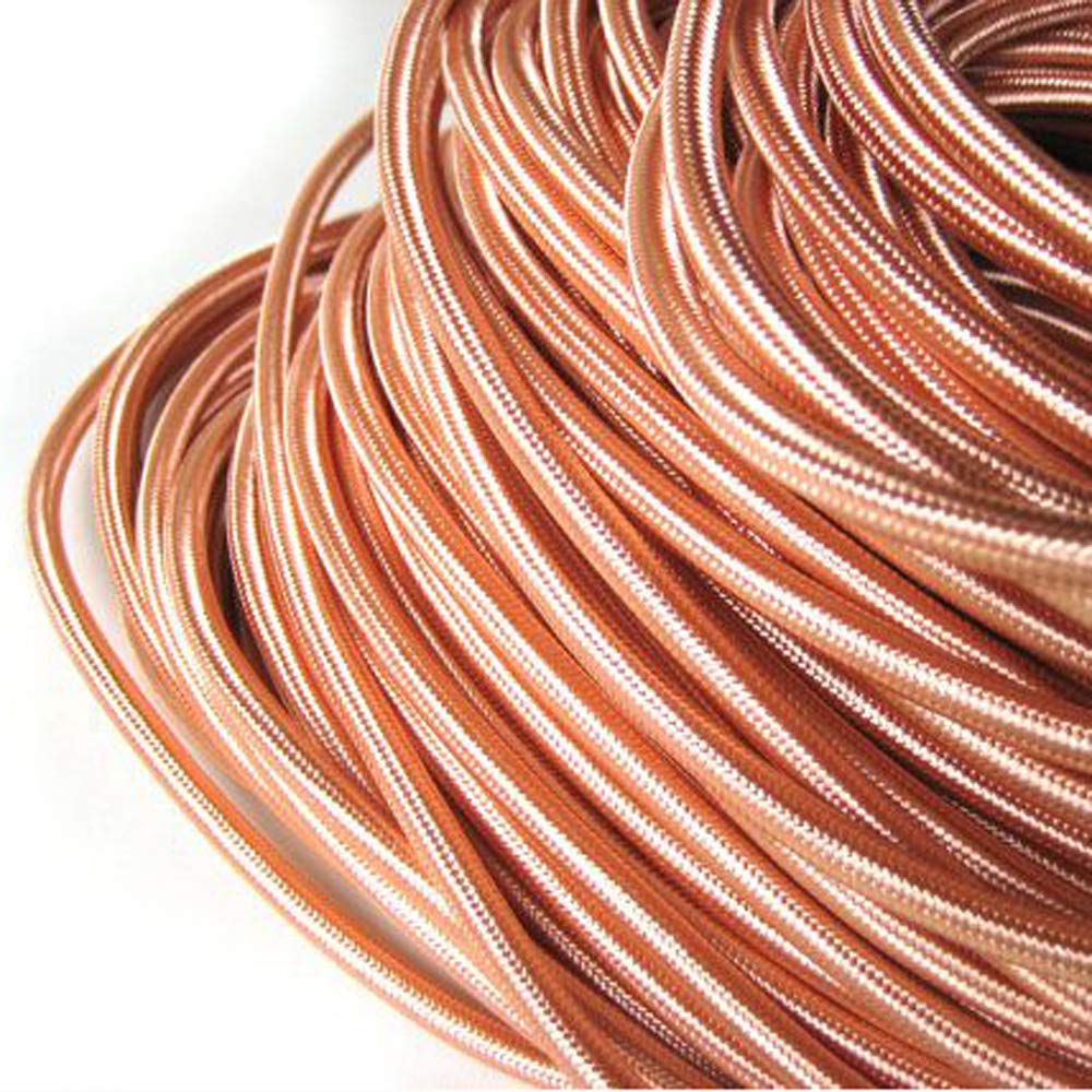 5 Meter Vintage-Stromkabel Rot-gold Geflochten - 3-adrig, 0,75 Mm², 300 V, Für Innenbeleuchtung, UK-Stecker