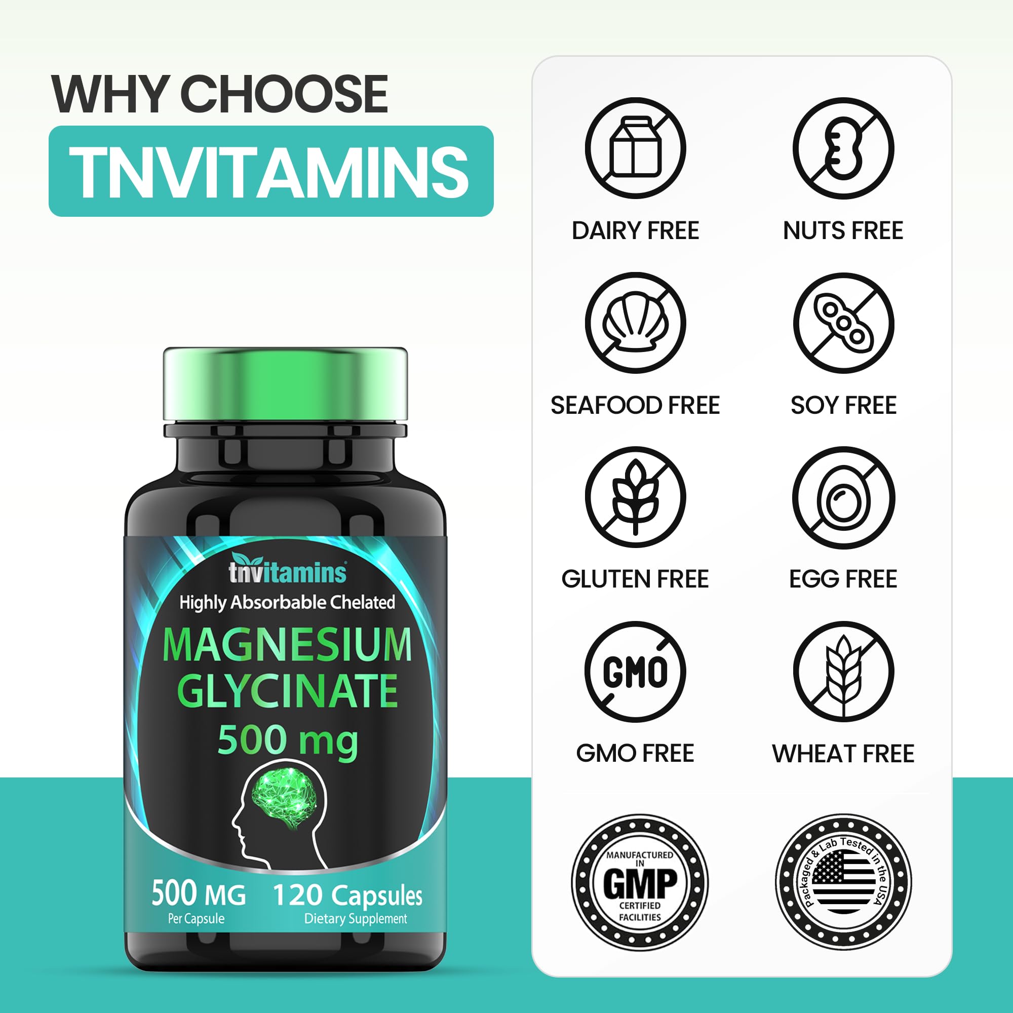 Magnesium Glycinate 500mg Per Capsule - 120 Count | 4 Month Supply! | Pure Chelated Magnesium Supplement for Sleep, Calm, Nerve, Joint, & Bone Support* | AKA Magnesium Bisgycinate | Non-GMO — Amazon image 6