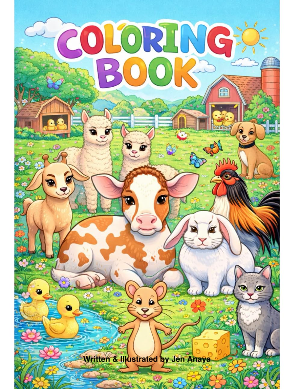 Happy Farm Friends: A Coloring Story Book