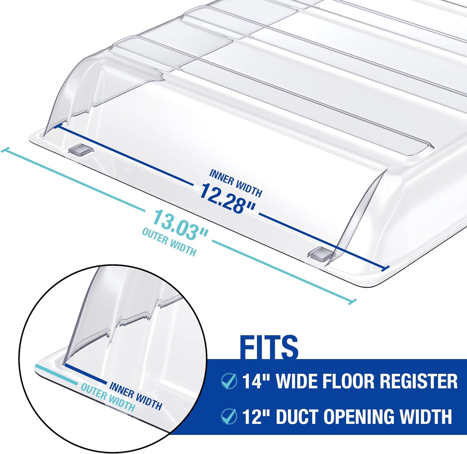 Magnetic Air Vent Extender for Under Furniture, Improved Stronger Plastic Material, Fits Floor Registers Up to 14" Wide, Dimensions: 1.5" Tall, 12.9" Wide, Extends From 17" Up to 33" Long