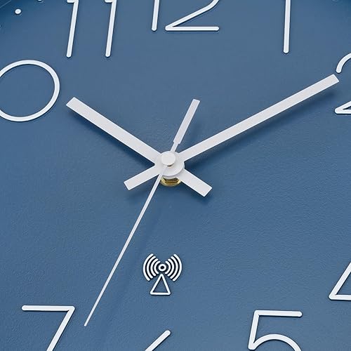 Miniatura 5 de Foxtop Reloj de pared atómico que funciona con pilas, redondo, analógico, moderno, juego automático para oficina, aula, dormitorio, cocina, sala de