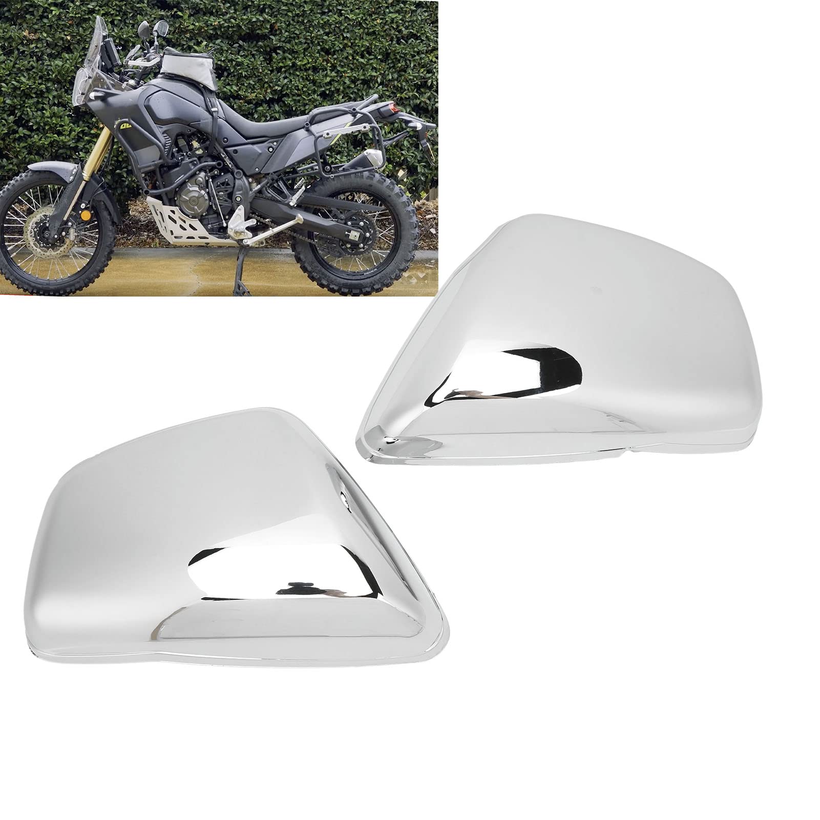 Dioche Pokrywa Boczna Akumulatora Motocyklowego, 2 szt. Lewa i Prawa Pokrywa Boczna Akumulatora Lekka Solidna Pokrywa Boczna Akumulatora Wymiana Ochraniacza dla Virago (Chromowany)
