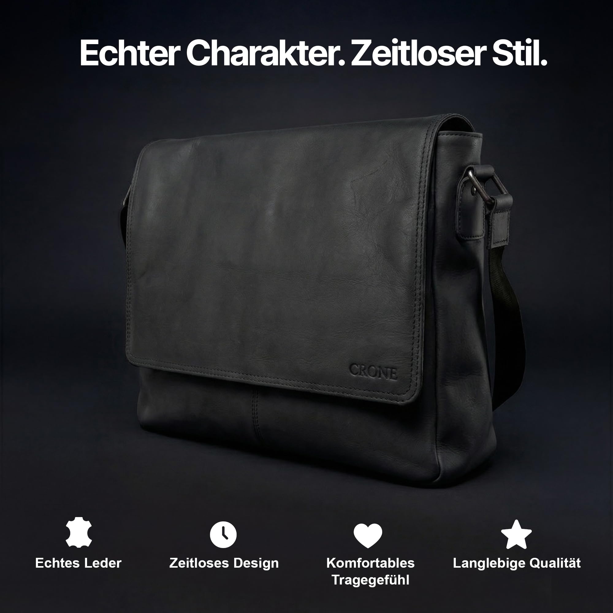 Crone Hamburg Herren Aktentasche Leder Laptoptasche Echtleder | Echtleder, Aktentasche, Laptopfach, Umhängetasche, Business