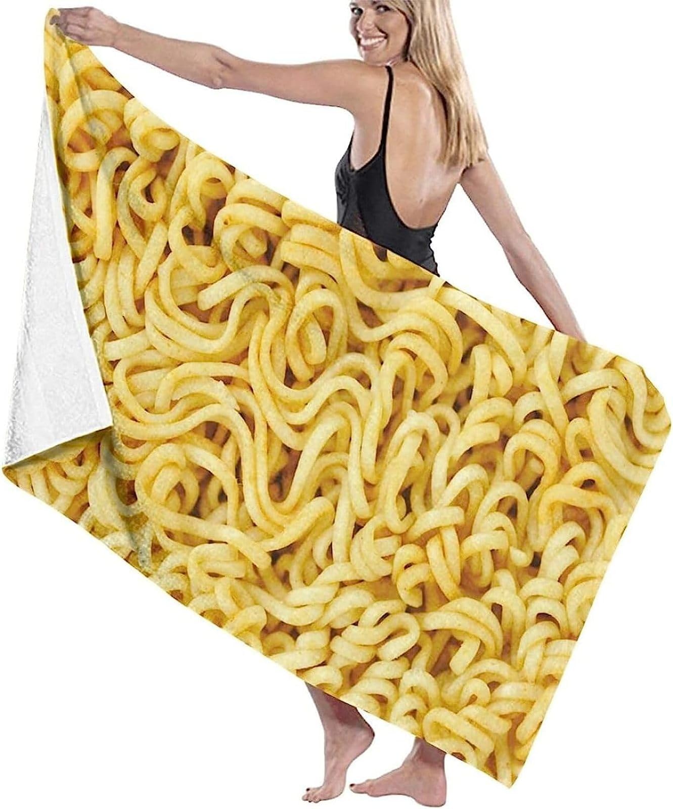 Instant-Nudeln Strandtuch Groß 200x200 cm, Weich Schnell Trocknen Microfaser Handtücher, 3D Strandhandtuch Instant-Nudeln Strandtücher Badetuch Strandlaken Handtuch Herren Frauen Badetücher