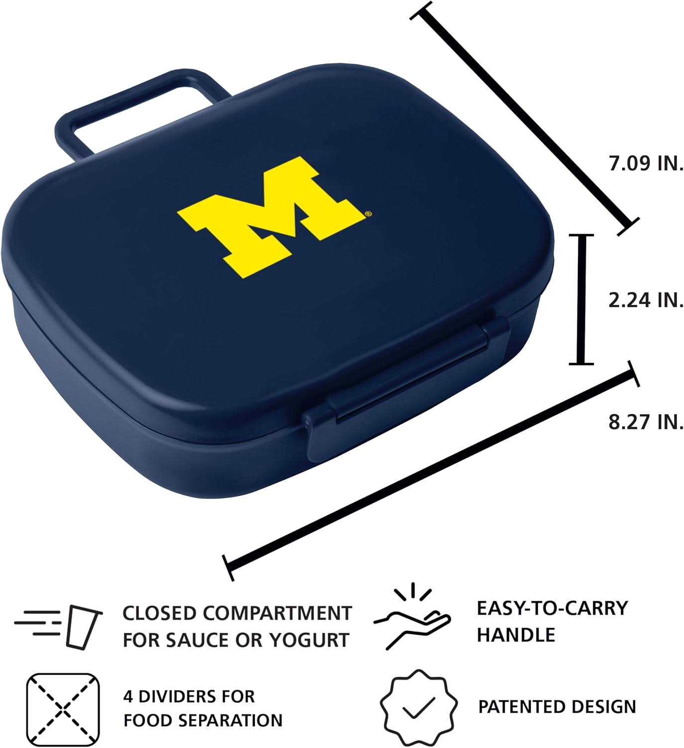 FANMATS NCAA Travel Bento Lunch Box — Team Logo Design | Latching Lid | Reusable | 3 Compartments
