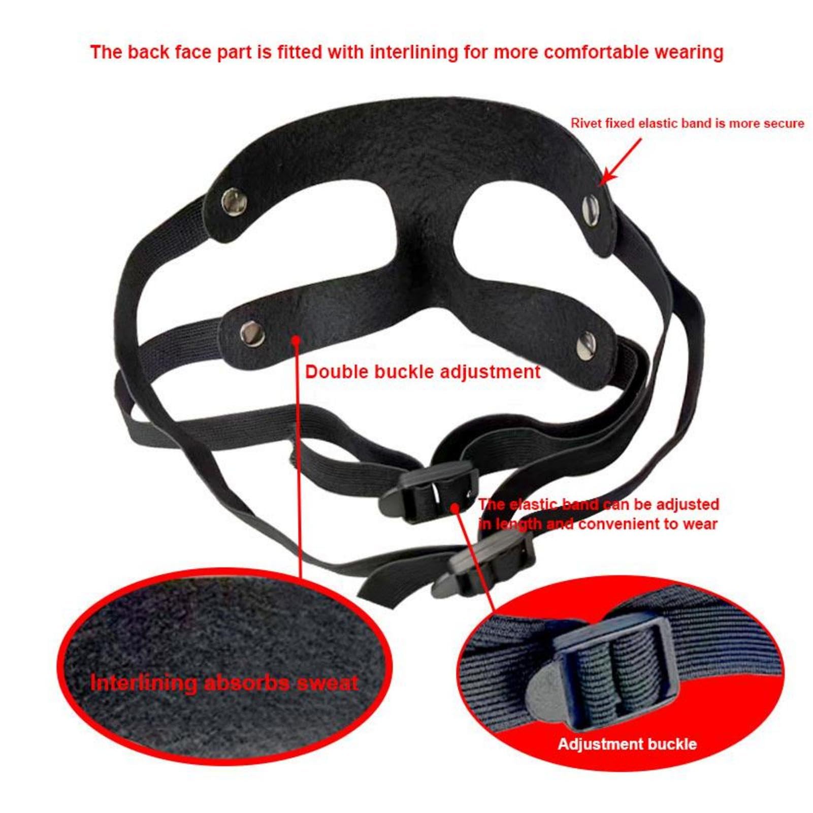 Protection Faciale Ajustable Pour Sports - Masque Demi-visage, Léger, Pour Softball, Football, Danse, Protection Nez Et Yeux