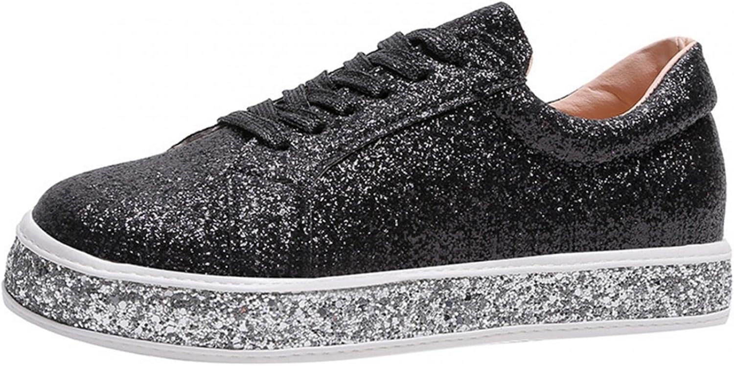 Riou Women's Platform Trainers with Sequins Glitter Flat Shoes Trainers for  Carnival Fancy Dress Costumes - Black (black B), size: 39 eu : Amazon.de:  Fashion