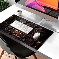 Vista 3 de Black Vintage Gothic Desk Mat Black Dark Academia Desk Pad Medieval Bookshelf Large Flower Mouse Pad XXL Plant Mousepad Extended Laptop Computer