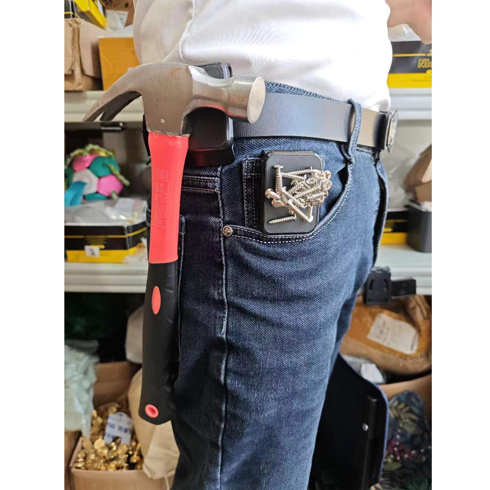 Magnet Belt Clip, Tool Belt Clip, Strong Clip-on Belt Magnet Holster for Hammer, Screws, Nails, Pliers, Screw Driver, Trowel, Drill Bit, Wrench