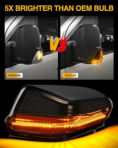 Miniatura 3 de Luces LED intermitentes secuenciales de espejo lateral ámbar compatibles con Mercedes Benz Sprinter W906 VW Crafter 2006-2021 (lente ahumada)