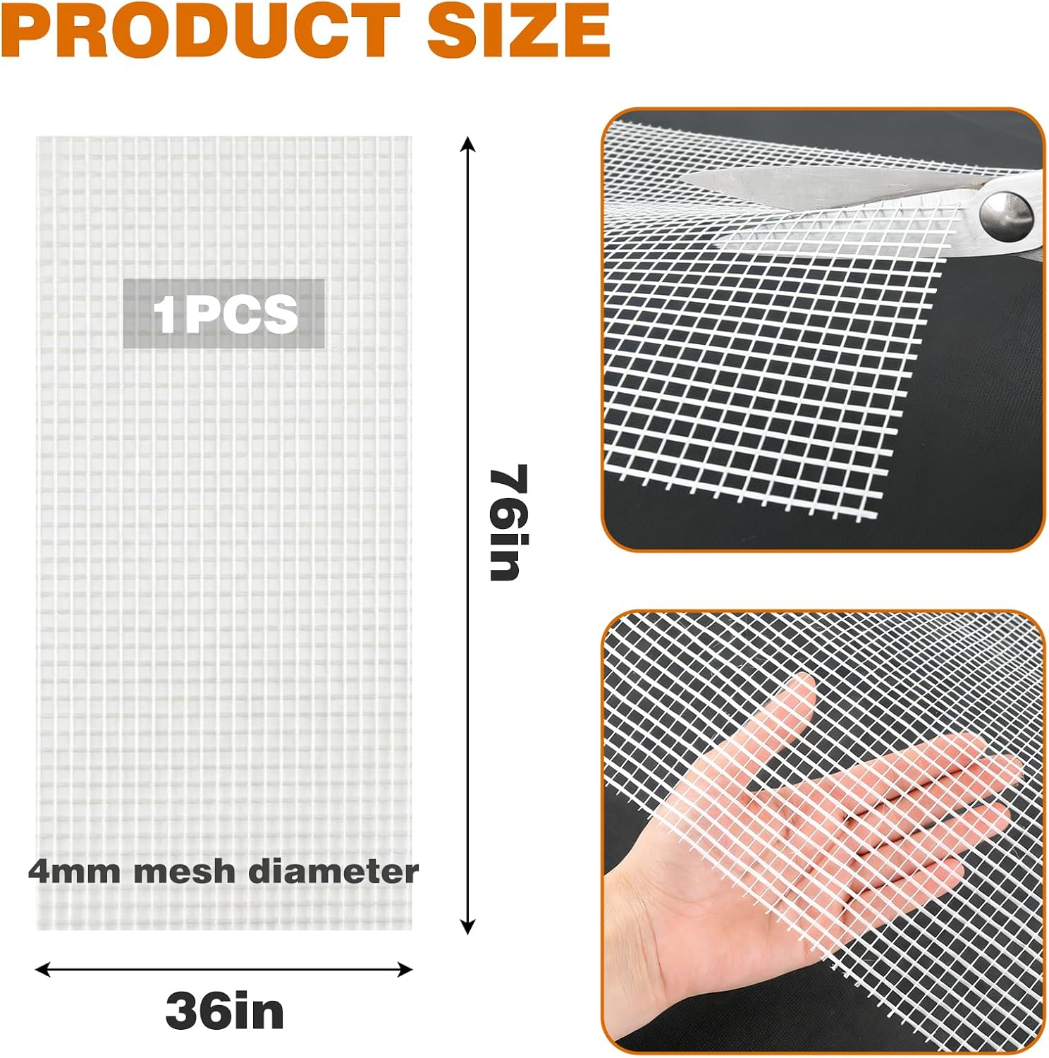 U0U Mosaic Mesh for Back Mounted Tile,36" X 76" Ffiberglass Mesh for Mosaic Tile,Mosaic Mesh Backing Installation Supplies,Non Sticky (White, 36" X 76"/1PCS)
