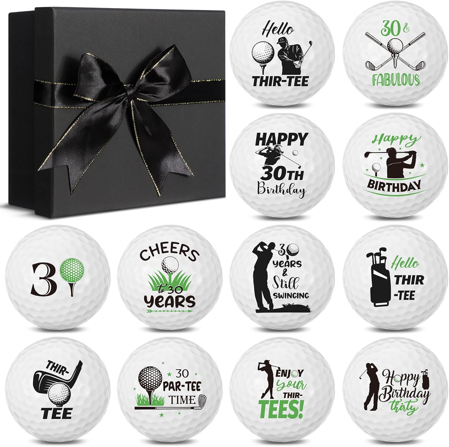Seenelling 12 Pcs Happy Birthday Golf Ball Funny Christmas Novelty Gift for Dad Mom Coworker Employee Husband Grandpa Golfers Lovers Birthday
