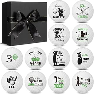 12 Pcs Happy Birthday Golf Ball Funny Christmas Novelty Gift for Dad Mom Coworker Employee Husband Grandpa Golfers Lovers Birthday