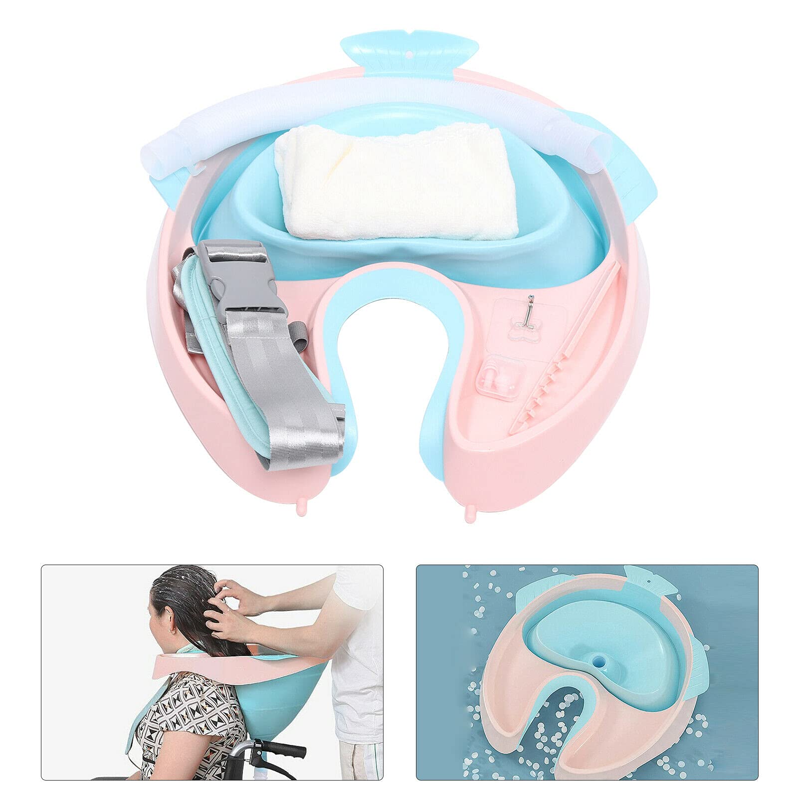 Lavabo portátil para el pelo, lavamanos para la cabeza, bandeja de lavado de pelo, lavamanos para personas posturadas, personas mayores, niños, silla de ruedas, 31 x 43 x 48 cm