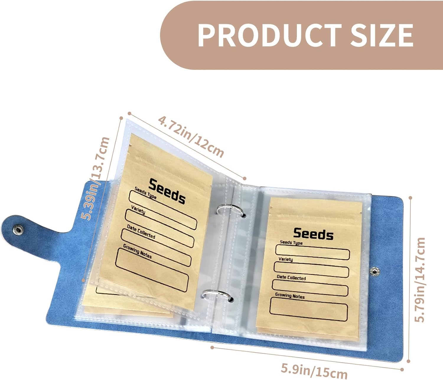 Seed Organizer Storage Binder with 50 PCS Resealable Seed Envelopes, Blue image 2