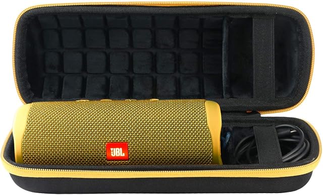 co2CREA Twardy futerał podróżny dla JBL Flip 6 / JBL Flip 5 Przenośny głośnik Bluetooth (tylko pudełko) (Flip 6/5 etui, czarny+żółty zamek błyskawiczny)