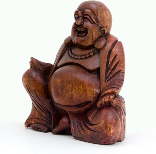 Vista 10 de OMA Estatua de Buda Escultura de Buda de madera maciza tallada Buda feliz Buda riendo FEDERAL (TM)