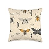 Vintage Insect Pattern Retro Bug Design Throw Pillow
