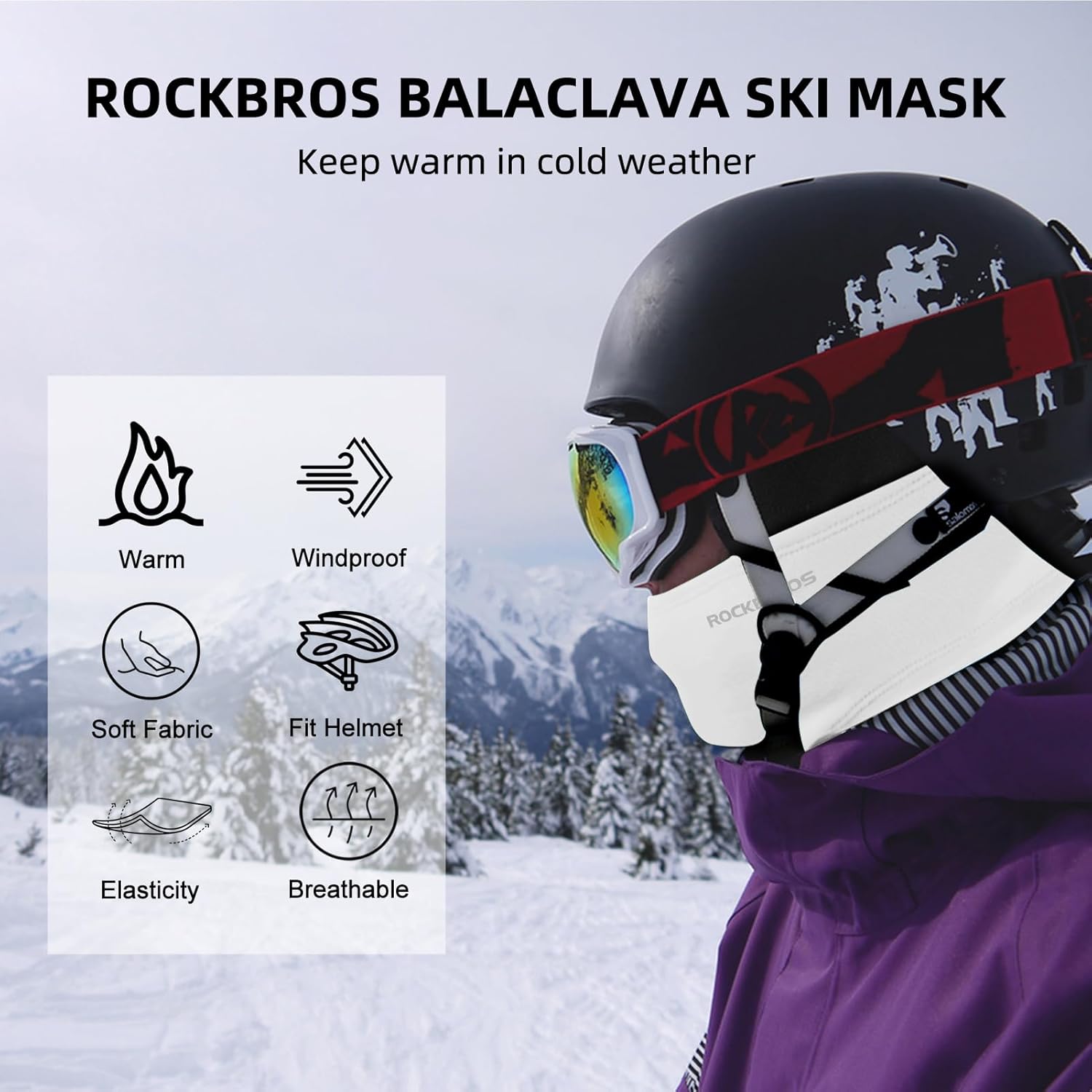 ROCKBROS Cold Weather Balaclava Ski Mask for Men Windproof Thermal Winter Scarf Mask Women Neck Warmer Hood for Cycling - Image 3