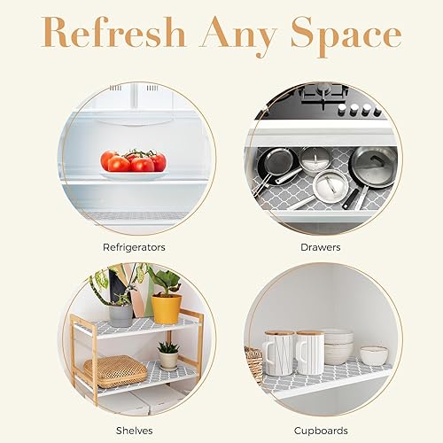 Miniatura 6 de Glotoch - Forro antideslizante mejorado para estantes con puntos, forro de cajón no adhesivo, revestimientos impermeables para armarios de cocina,