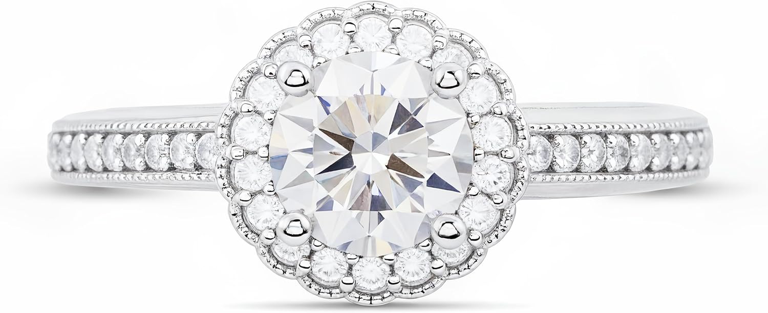 925 Silver Moissanite Vintage Engagement Ring Flower Design Wedding Ring Anniversary Commemorative Ring for Women - Image 2