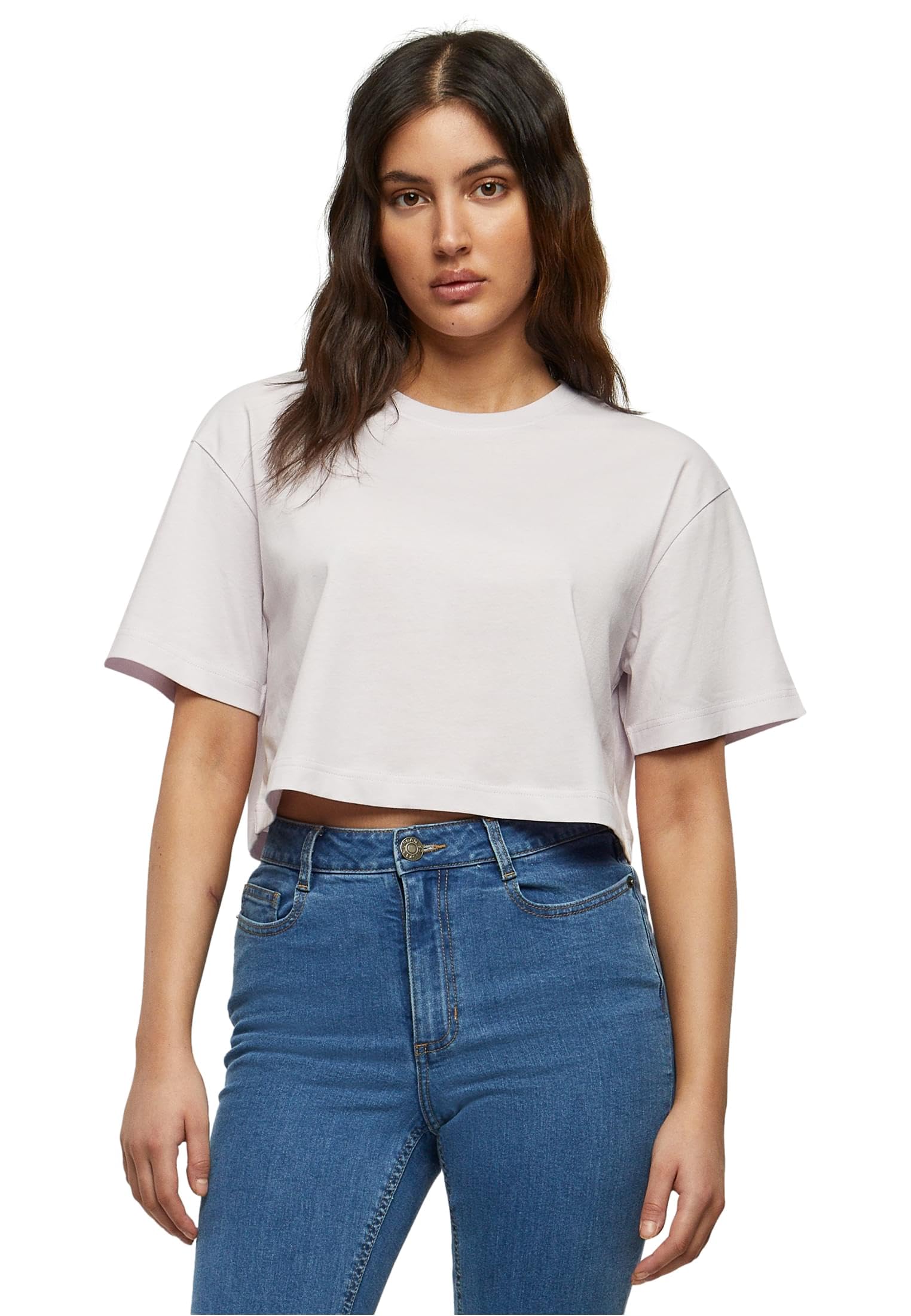Build Your Brand Women's Violet Cropped Oversized T-Shirt