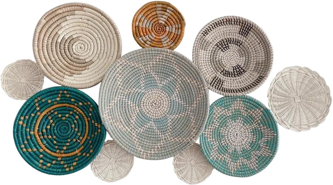 Wicker Basket Wall Decor Set of 10