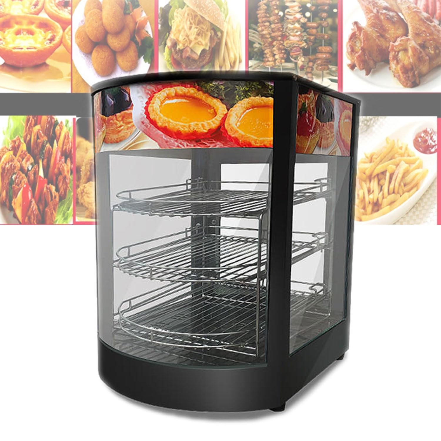 Calentador De Alimentos Comercial, Vitrina Eléctrica para Encimera De Alimentos, Gabinete para Tartas De Huevo De 800 W Y 3 Capas, Conservante De Alimentos para Pizza, Tartas, Hamburguesas
