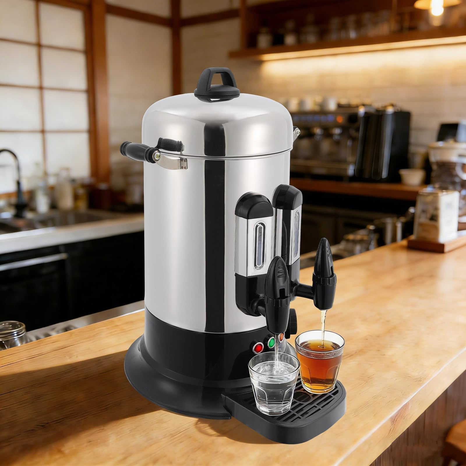 Urna da caffè commerciale da 8 l, in acciaio inox 201, 50 tazze, con percolatore, macchina da caffè a doppia parete in acciaio inox con controllo della temperatura regolabile e mantenimento al caldo