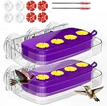 2 Fenêtre de paquet Colibri nourrisseur avec coupe à aspiration forte, Colibouillère en plastique pour l'extérieur, Moat intégré, facile à nettoyer et à refiler (10oz) (2, Rouge)