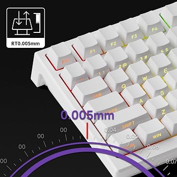 Akko TAC75 Rapid Trigger Gaming Keyboard Wired HE Keyboard Shine Through White, Glare Magnetic Switch