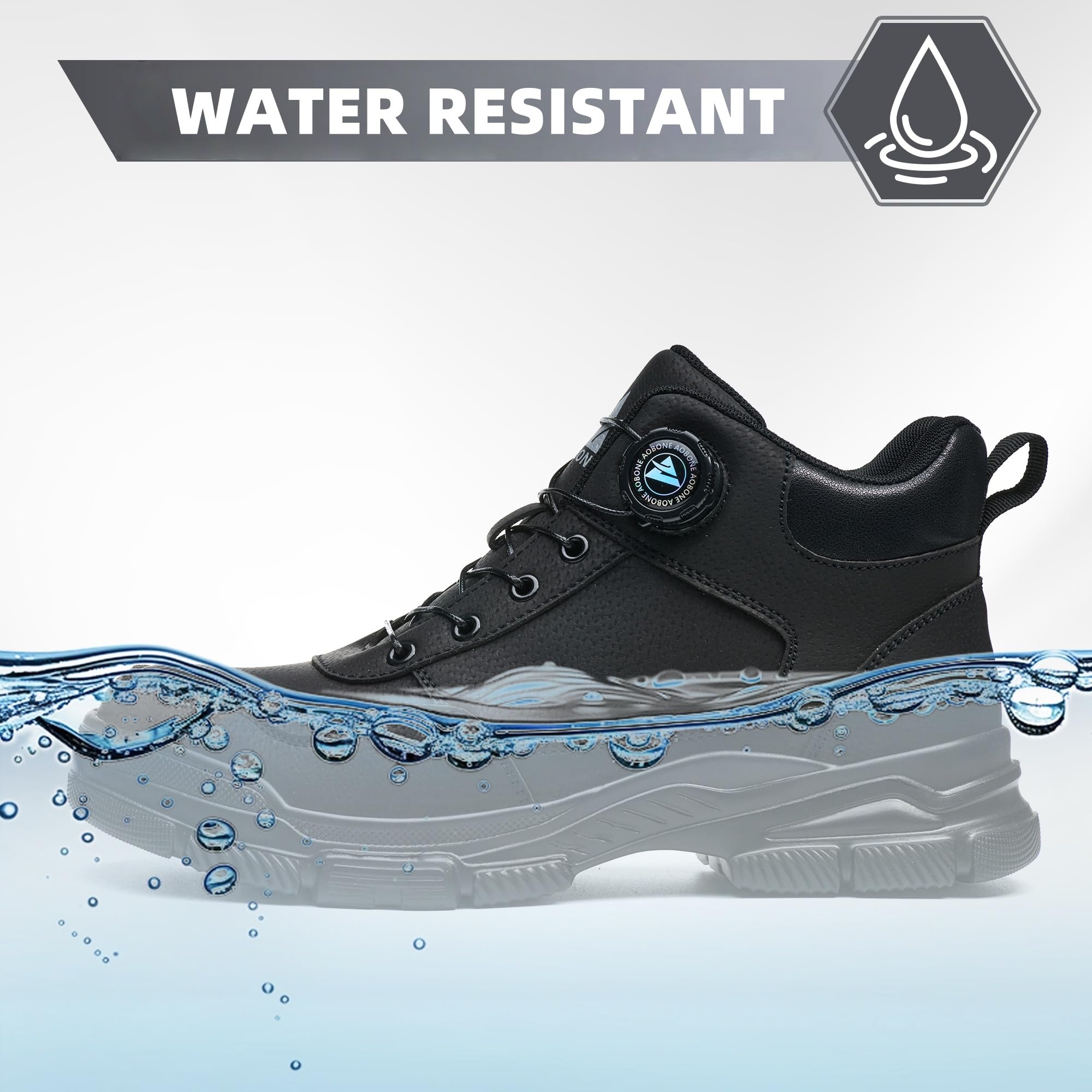 Sicherheitsstiefel Herren Damen Sicherheitsschuhe Leicht Wasserdicht Arbeitsschuhe rutschfest Hoch Stahlkappenschuhe Arbeitsstiefel mit Drehverschluss