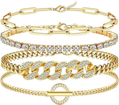 yfstyle - Tobillera de mariposa para mujeres y niñas, 3 piezas, con dijes, con diamantes de imitación, varias capas, trenzada, para el verano y la