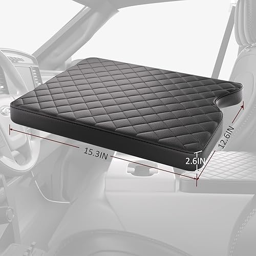 Miniatura 7 de Funda de consola central para Ford F150 2015-2023, F250 F350 F450 2017-2023 con asiento de salto 40/20/40, funda de cuero para reposabrazos de Negro