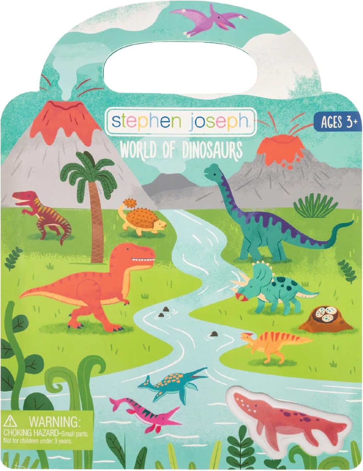 Stephen Joseph, Reusable Sticker Book for Kids Tri-Fold Scene, Preschool Learning Activities for Toddlers Ages 3-6 Birthday Gift, Travel Game for Kids, Dino