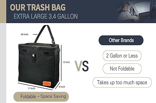 Miniatura 2 de Bolsa de basura para automóvil organizador extragrande impermeable y plegable se cuelga en el reposacabezas asiento trasero y puerta lateral