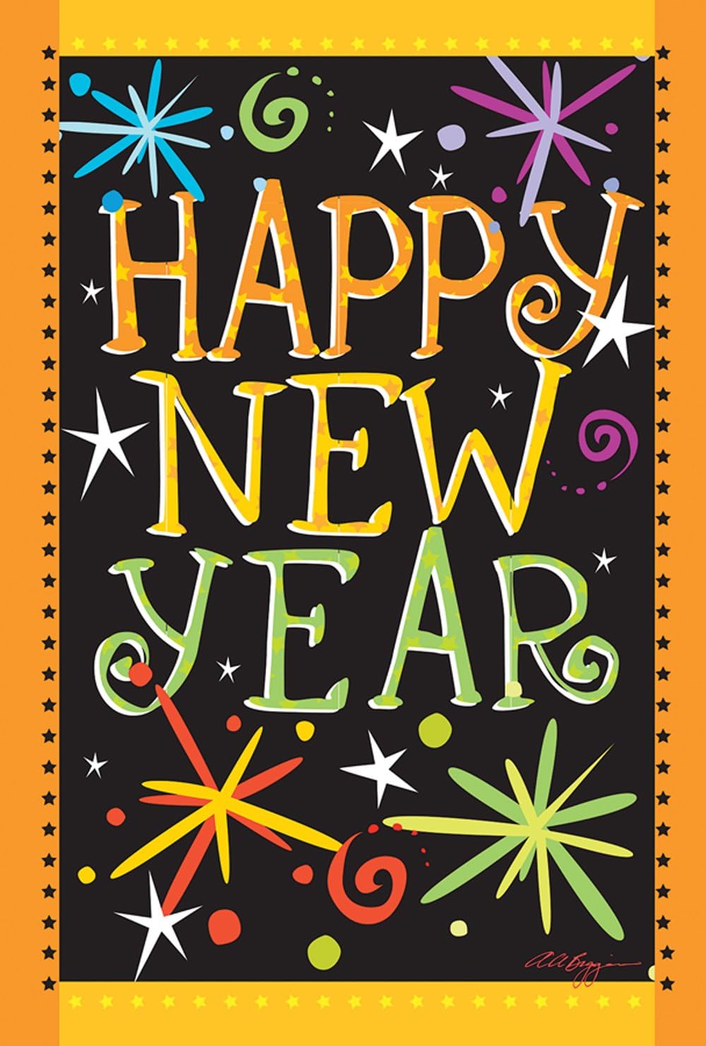 Toland Home Garden 1010449 Happy New Year New Year Flag 28x40 Inch Double Sided New Year Garden Flag for Outdoor House party Flag Yard Decoration