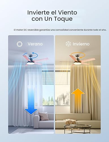 Miniatura 5 de Dreo Ventiladores de techo con luces, 52 pulgadas, 6 velocidades, LED regulable de 5 tonos de color, motor CC reversible silencioso, control remoto