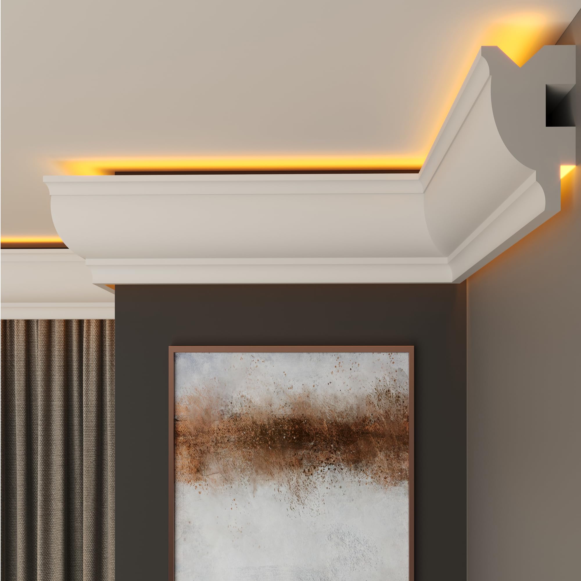 FAST DECOR XPS Ceiling Cornice Coving – Extruded Polystyrene Moulding Trim, Lightweight Decorative Coving for Ceilings, LED Coving, LED Cornice, LED Lighting Coving (CLL10, 10M (5 Length)) — image 1