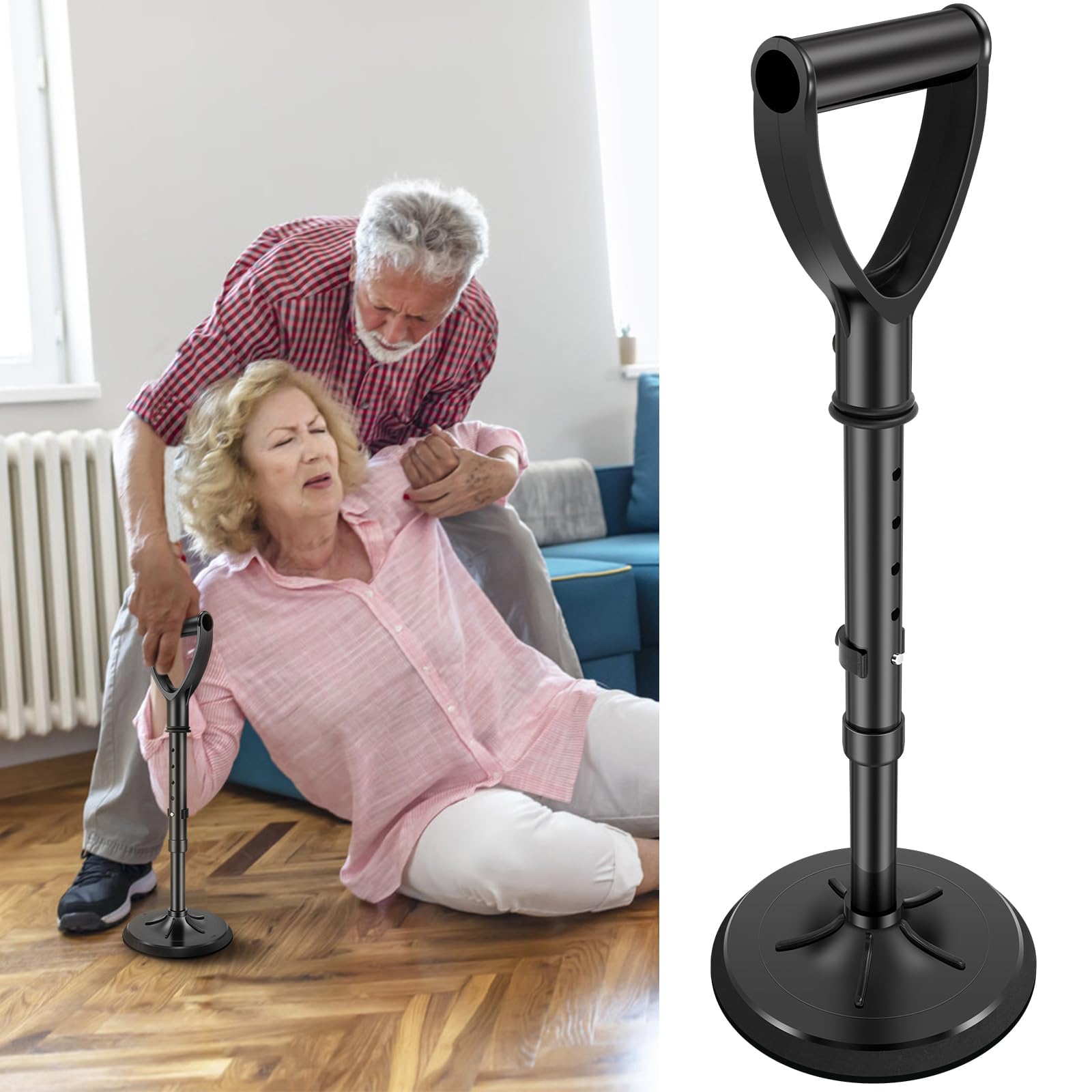 Mobility Tool Adjustable Mobile Standing Aid, Portable Aid Device to Help Get Up from Floor Lift Assists for Elderly, Mobility Stick Supports Equipment Suitable for People with Knee Problems