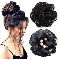 Vista 31 de Cabello sintético despeinado, grueso, extensiones para coleta, cabello recogido