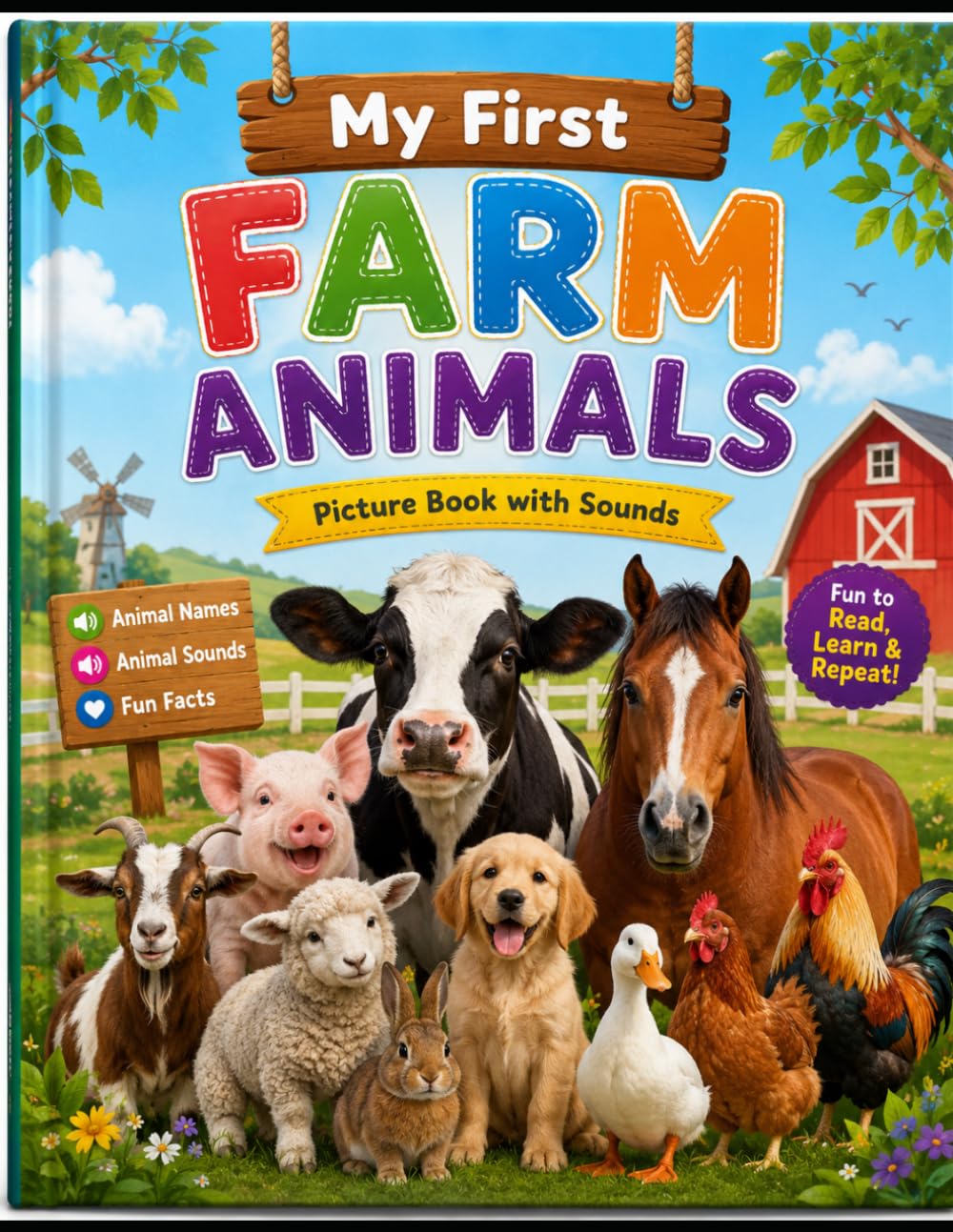 My First Farm Animals: Picture Book with Sounds for Toddlers and Preschool Kids