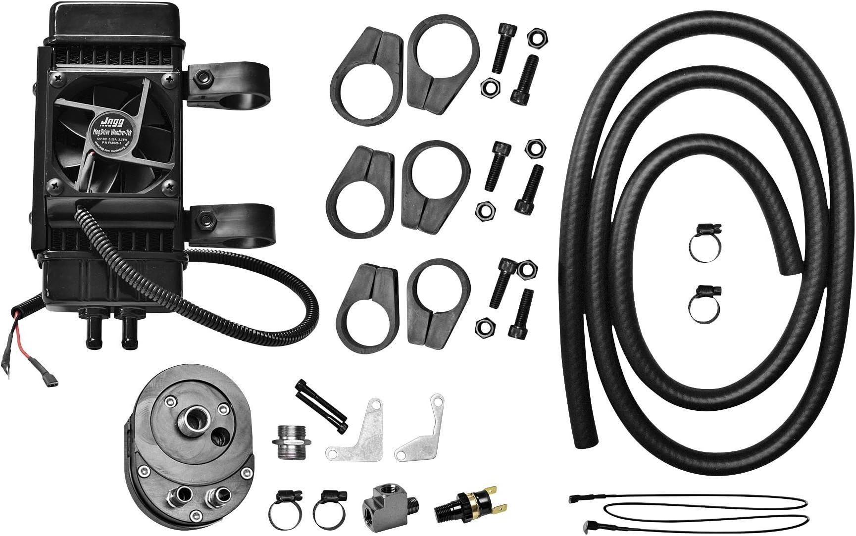 Jagg 751-FP2600 Vertical Frame-Mount 10 Row Fan Assisted Oil Cooler Kit - Black