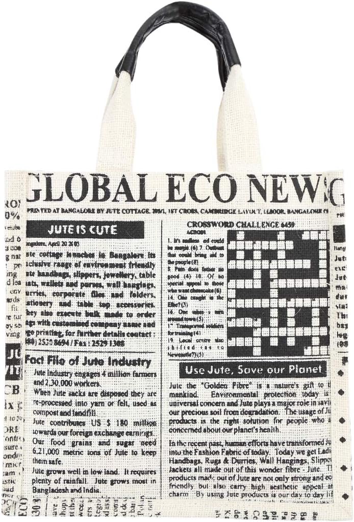 Jute Bags for Lunch for Women and Men Jute Multi-Purpose Bags Newspaper Print