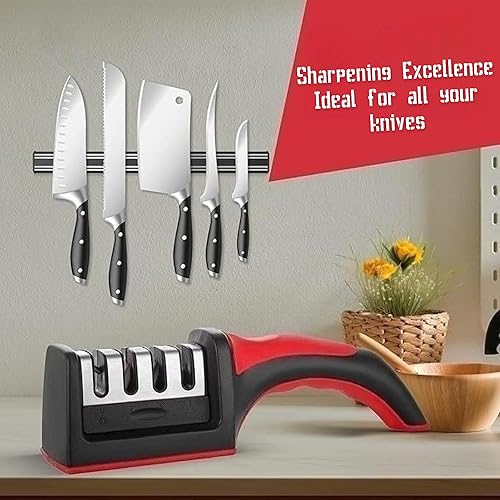 Miniatura 5 de Afiladores de cuchillos para cuchillos y tijeras de cocina - Afilador de cuchillos de cocina 4 en 1 de acero de tungsteno - Kit de afilado de