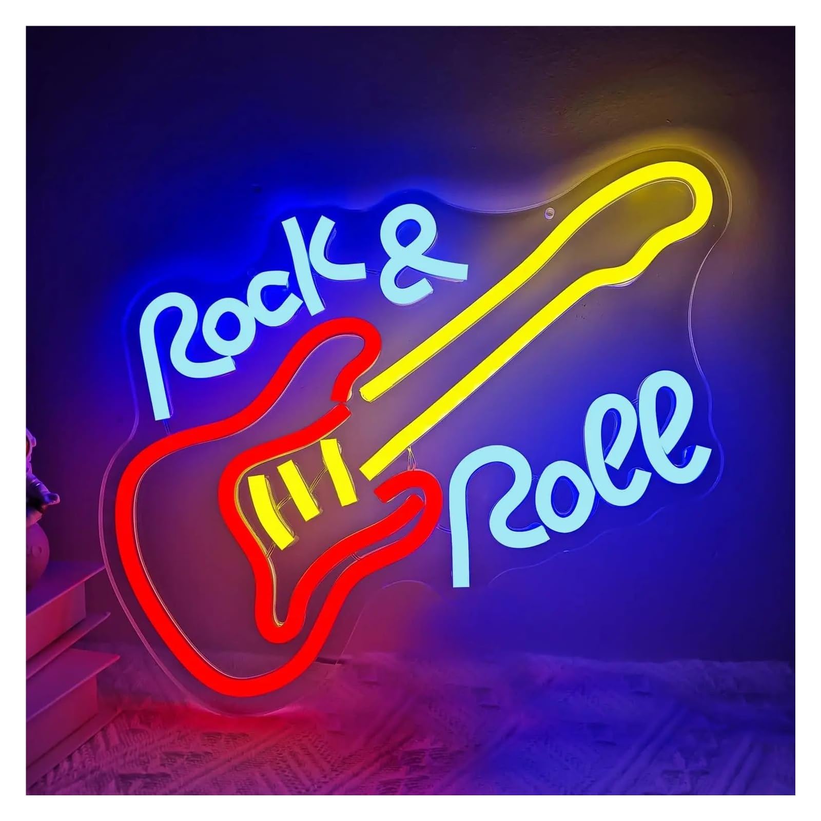 LEMST Signs Lamp Guitar Neon Signs USB Powered, Adjustable Brightness Rock and Roll Neon Lights Suitable for Bedroom Decor 23.4cmx31.1cm